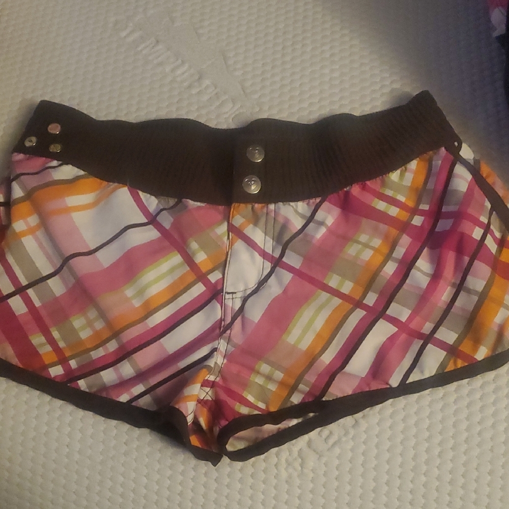 Colorful Plaid Shorts with Button Detail